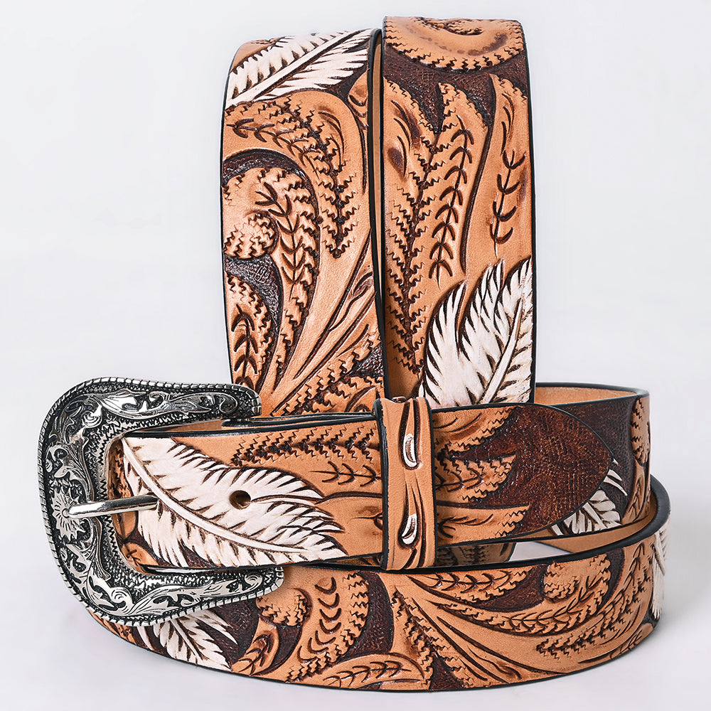 ADBLF359 Beautifully Hand Tooled Genuine American Leather Belt Men and Women