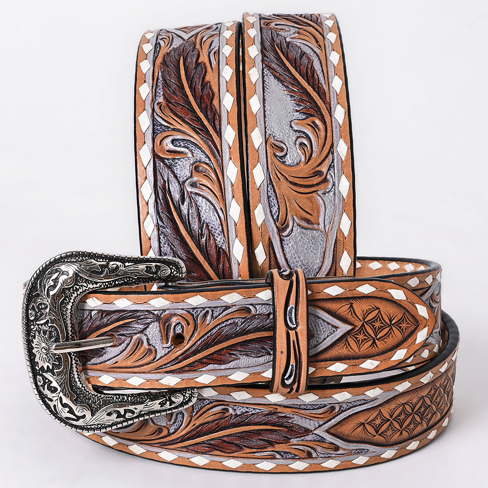 ADBLF360 Beautifully Hand Tooled Genuine American Leather Belt Men and Women