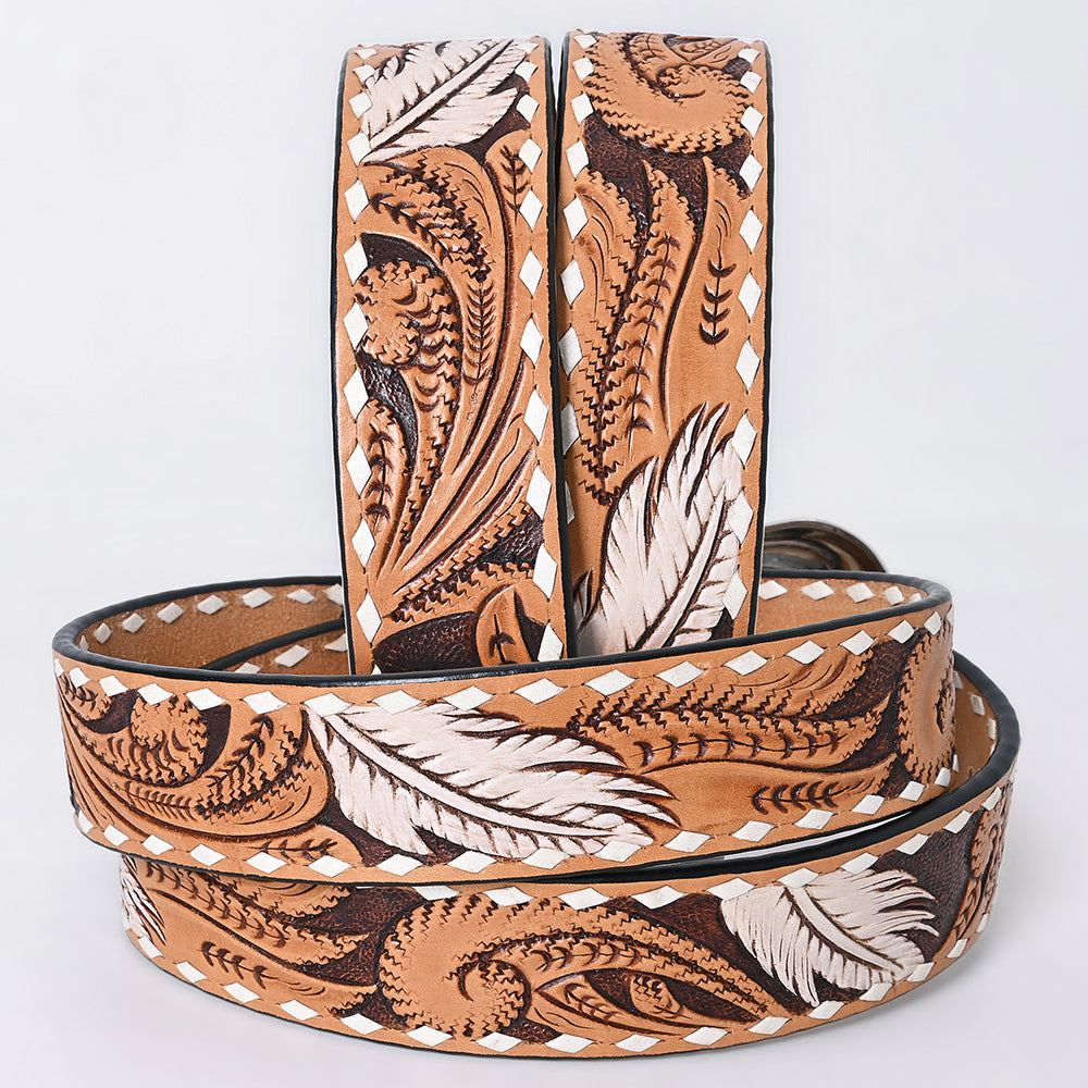 ADBLF361 Beautifully Hand Tooled Genuine American Leather Belt Men and Women