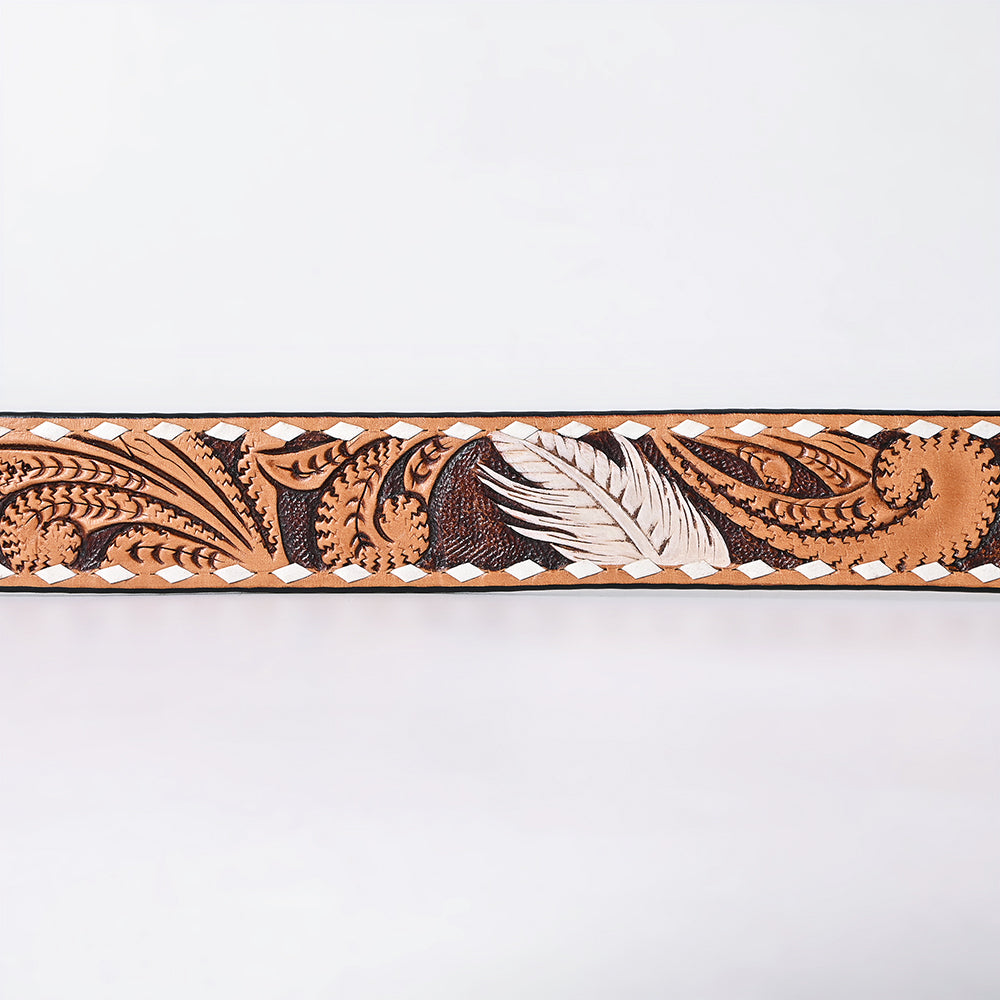 ADBLF361 Beautifully Hand Tooled Genuine American Leather Belt Men and Women