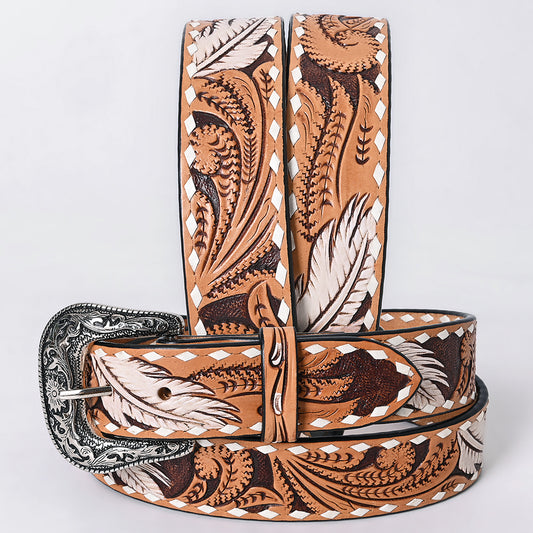 ADBLF361 Beautifully Hand Tooled Genuine American Leather Belt Men and Women