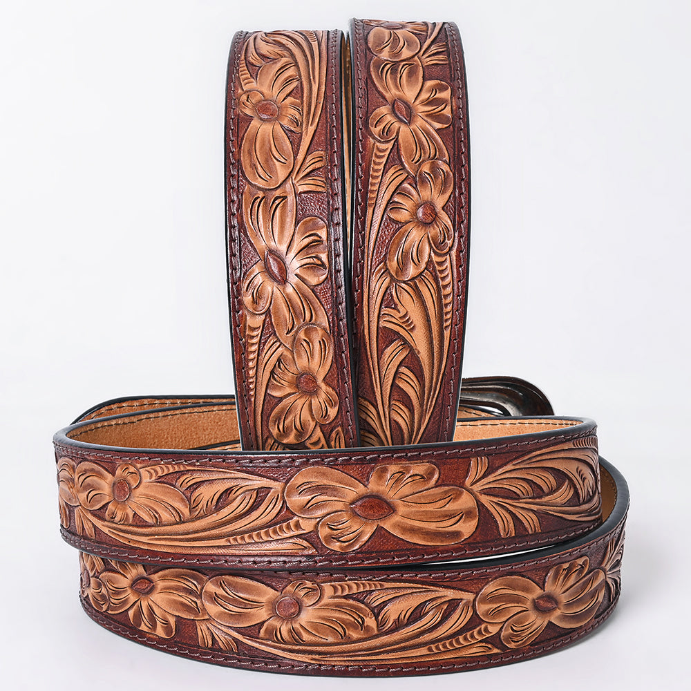 ADBLF362 Beautifully Hand Tooled Genuine American Leather Belt Men and Women