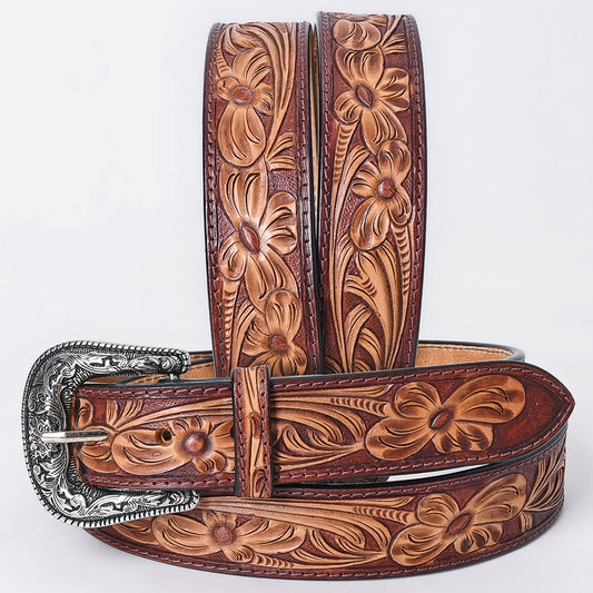 ADBLF362 Beautifully Hand Tooled Genuine American Leather Belt Men and Women