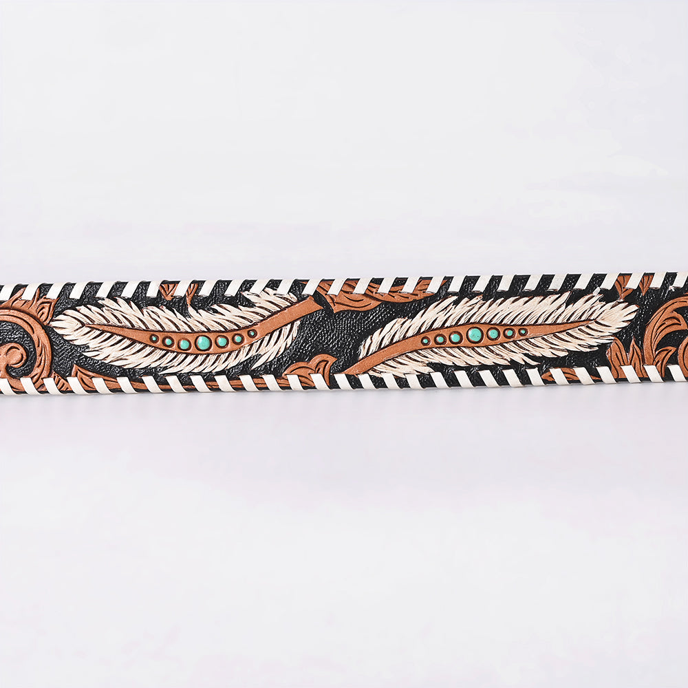 ADBLF366 Beautifully Hand Tooled Genuine American Leather Belt Men and Women