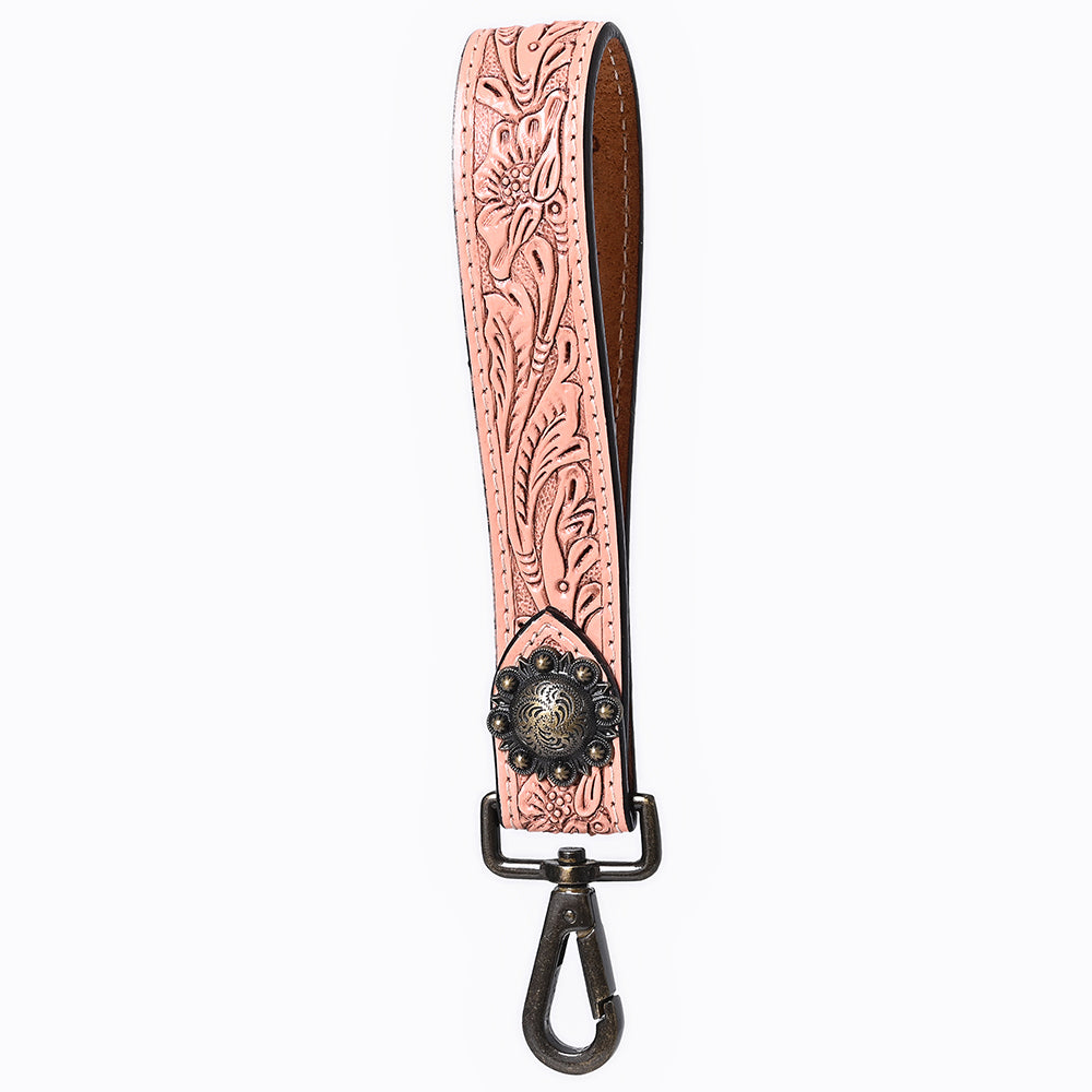 ADKR217D  Hand Tooled Genuine Leather Wristlet Key Ring