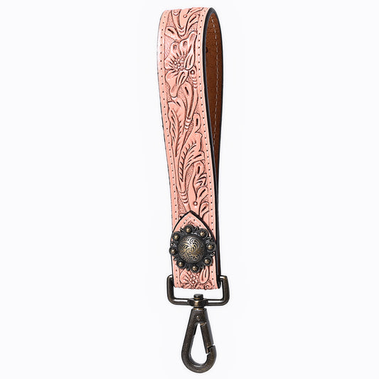 ADKR217D  Hand Tooled Genuine Leather Wristlet Key Ring