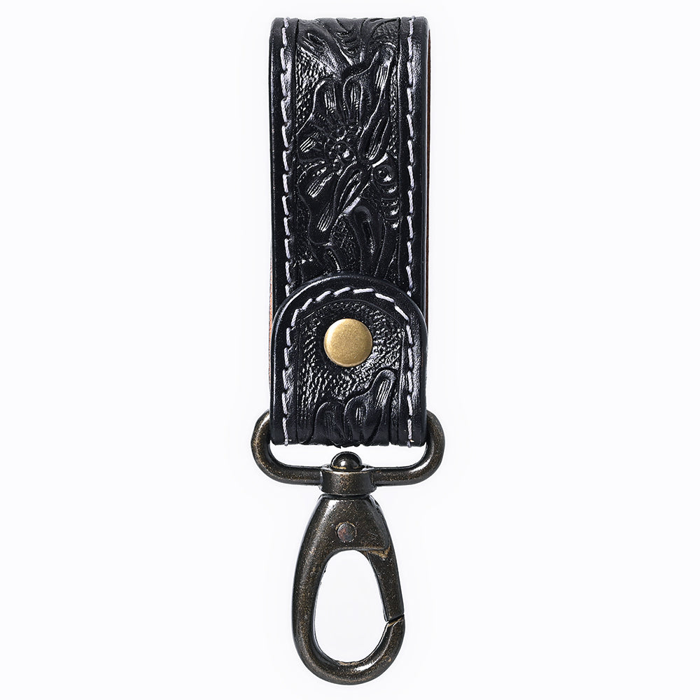 ADKR218C  Hand Tooled Genuine Leather Wristlet Key Ring