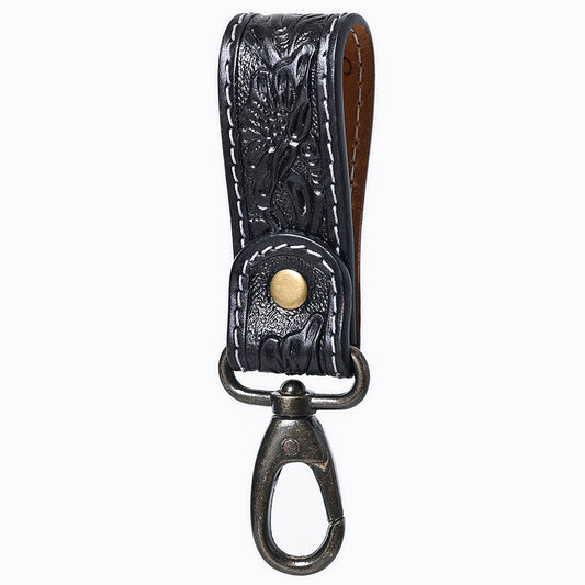 ADKR218C  Hand Tooled Genuine Leather Wristlet Key Ring