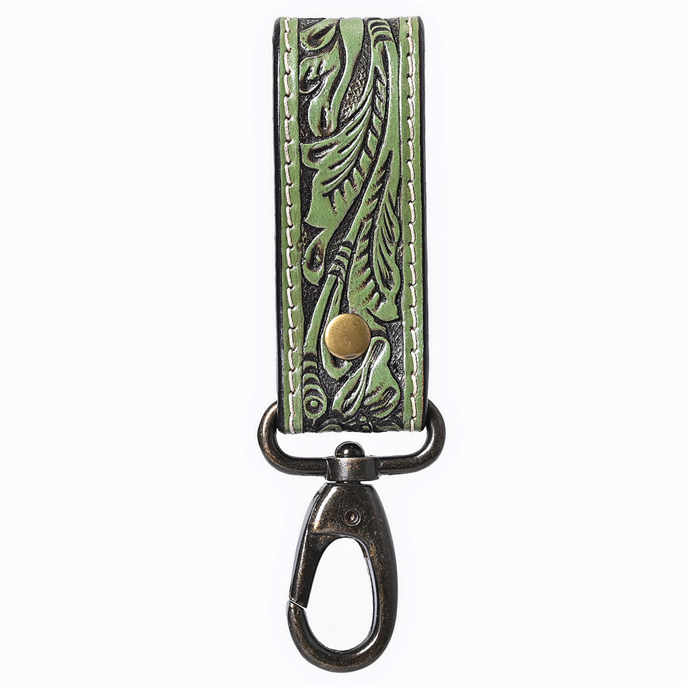 ADKR218D  Hand Tooled Genuine Leather Wristlet Key Ring