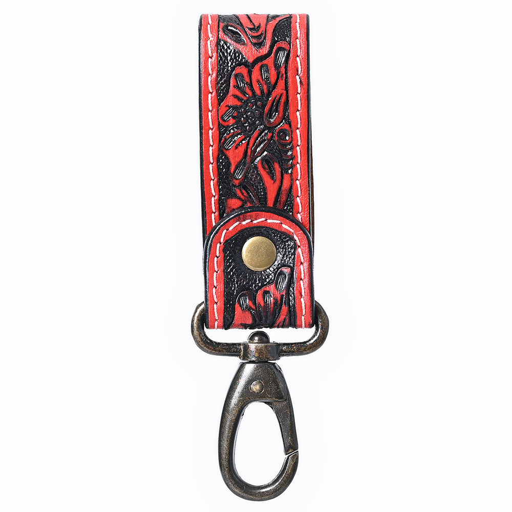 ADKR218E  Hand Tooled Genuine Leather Wristlet Key Ring
