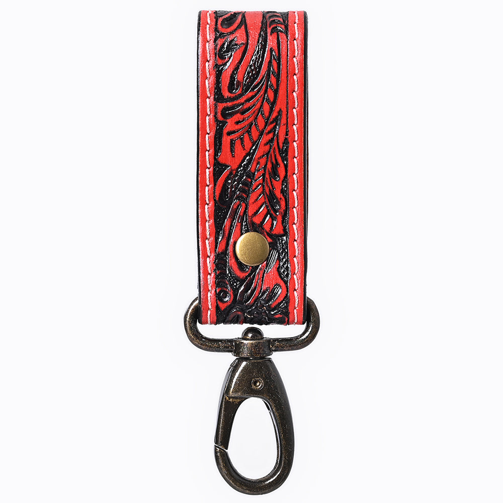 ADKR218E  Hand Tooled Genuine Leather Wristlet Key Ring
