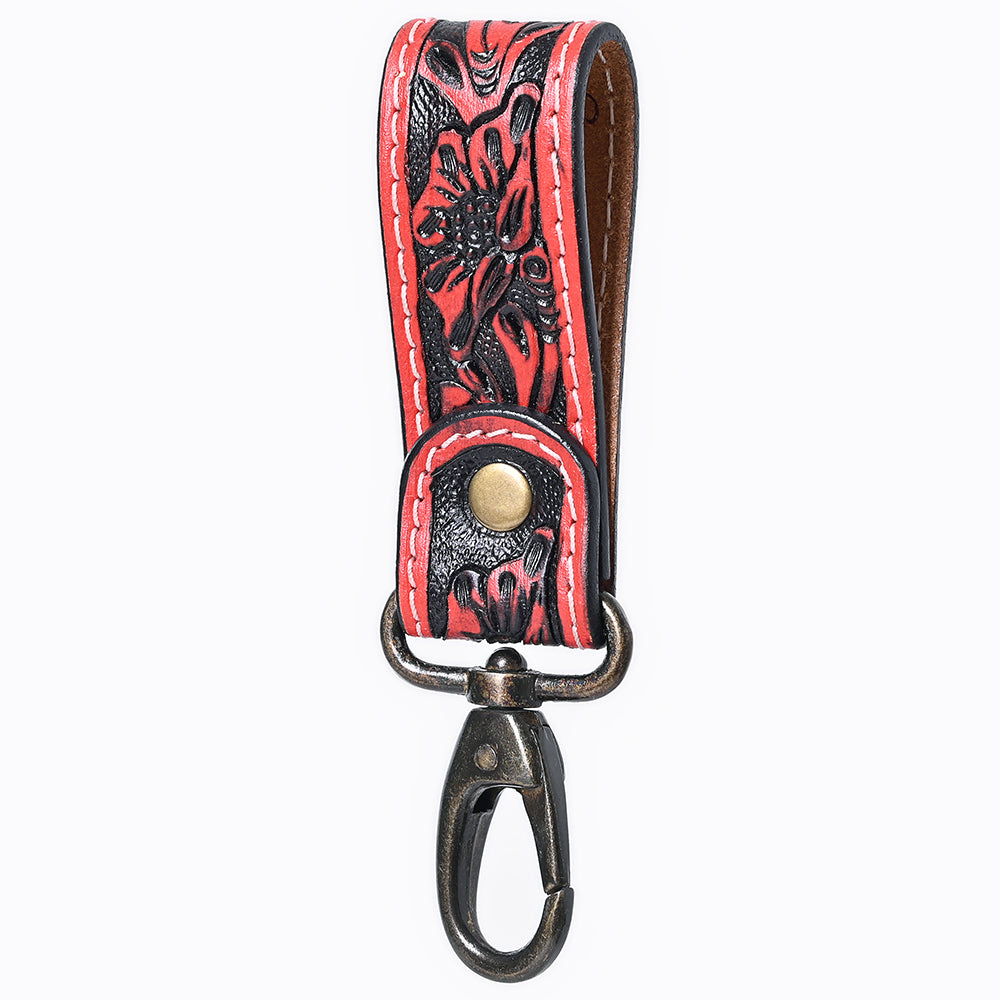 ADKR218E  Hand Tooled Genuine Leather Wristlet Key Ring