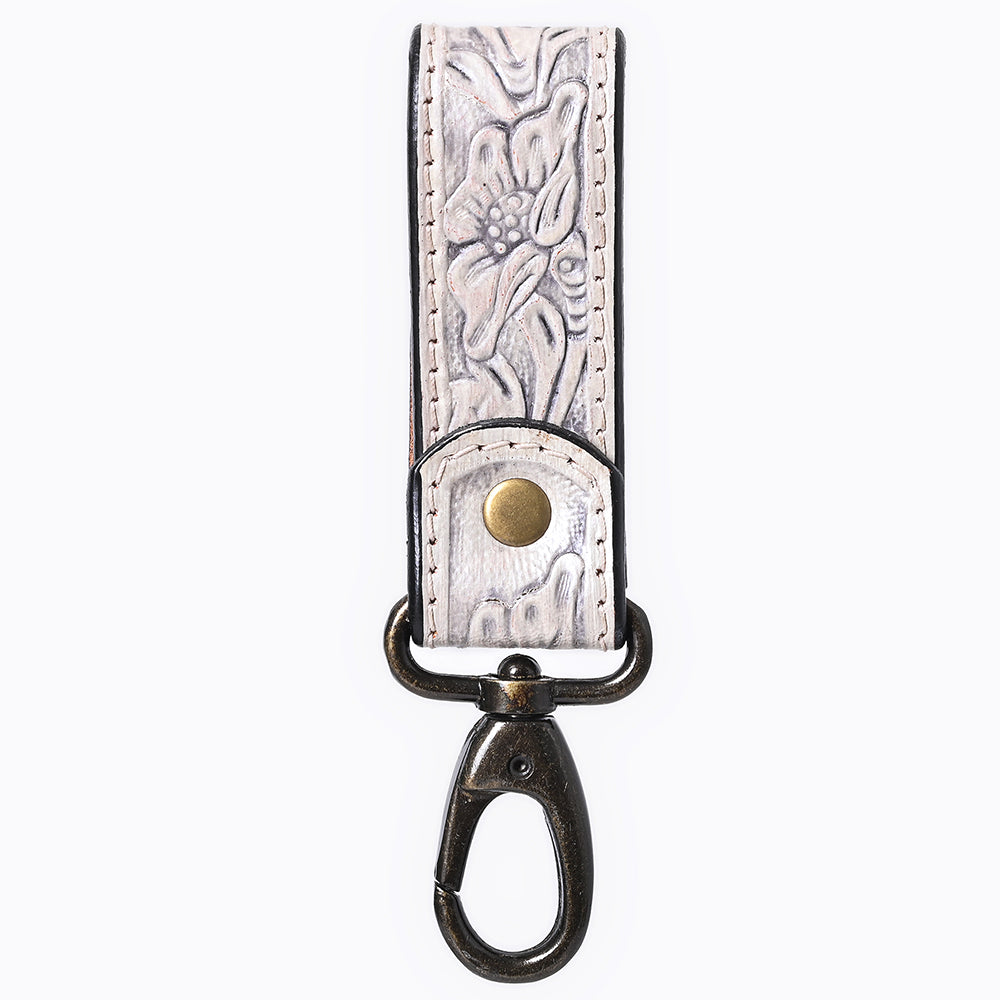 ADKR218F  Hand Tooled Genuine Leather Wristlet Key Ring