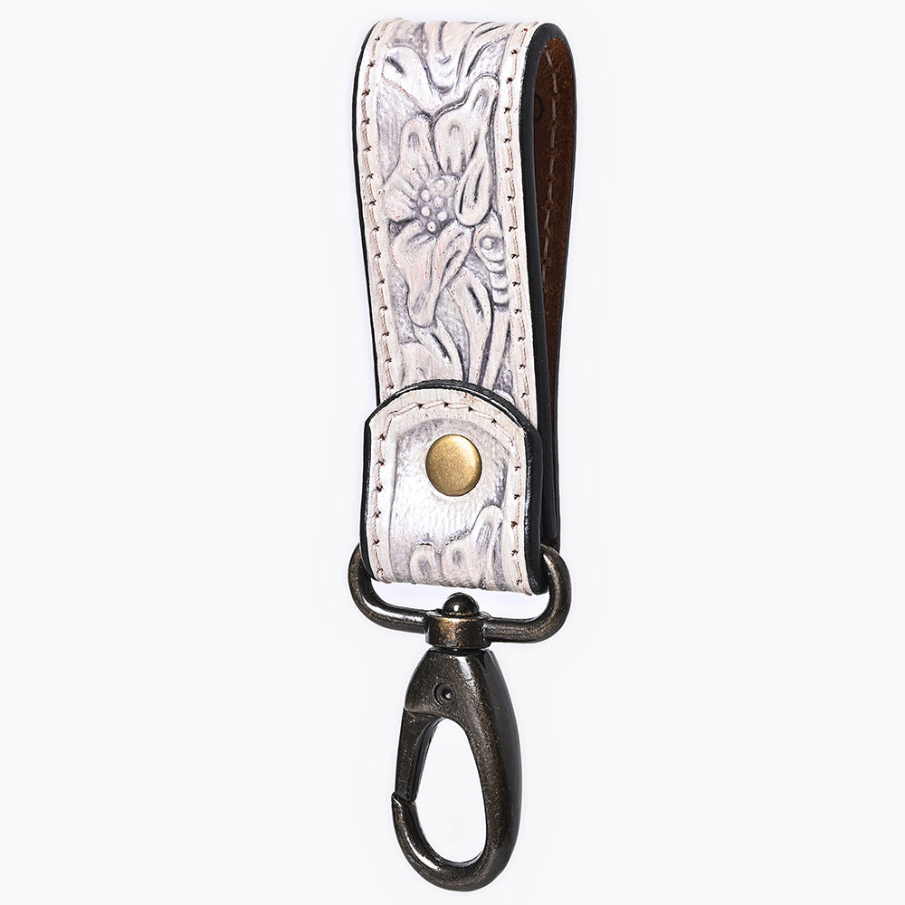 ADKR218F  Hand Tooled Genuine Leather Wristlet Key Ring