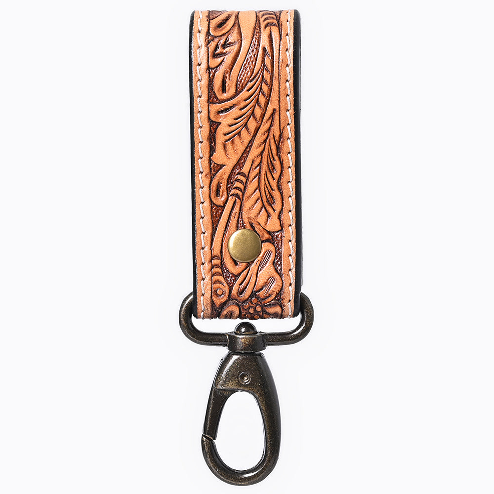 ADKR218G  Hand Tooled Genuine Leather Wristlet Key Ring