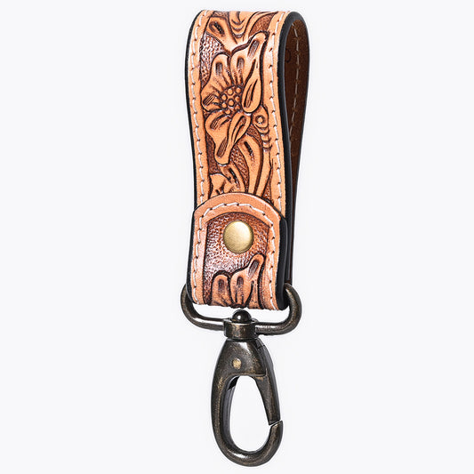 ADKR218G  Hand Tooled Genuine Leather Wristlet Key Ring