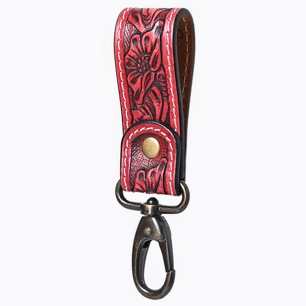 ADKR218H  Hand Tooled Genuine Leather Wristlet Key Ring