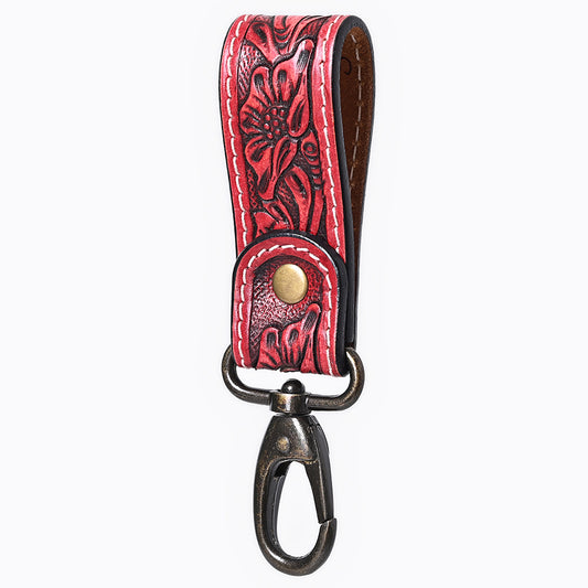 ADKR218H  Hand Tooled Genuine Leather Wristlet Key Ring