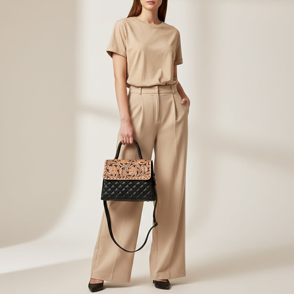 ADBG1798 Messenger Hand tooled Genuine Leather women bag western Bag