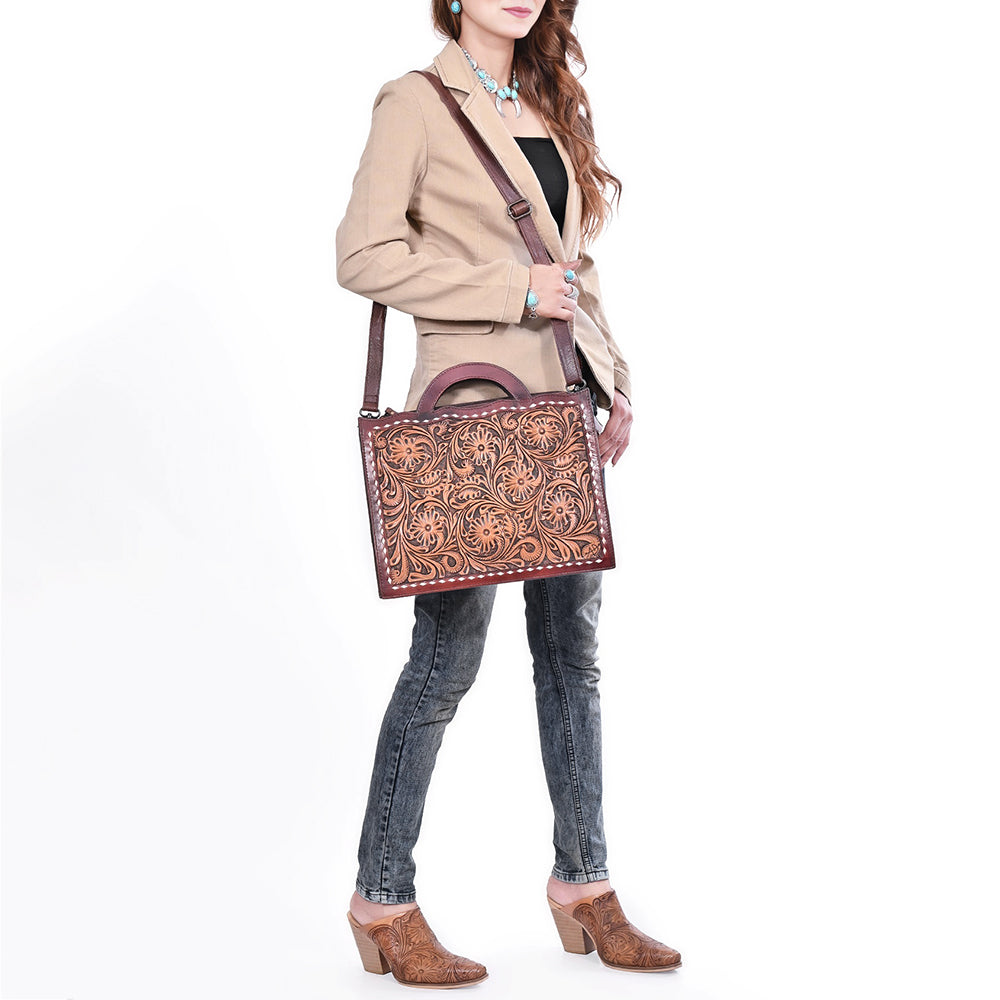 ADBG1801 Briefcase Hand Tooled Genuine Leather women bag western Bag