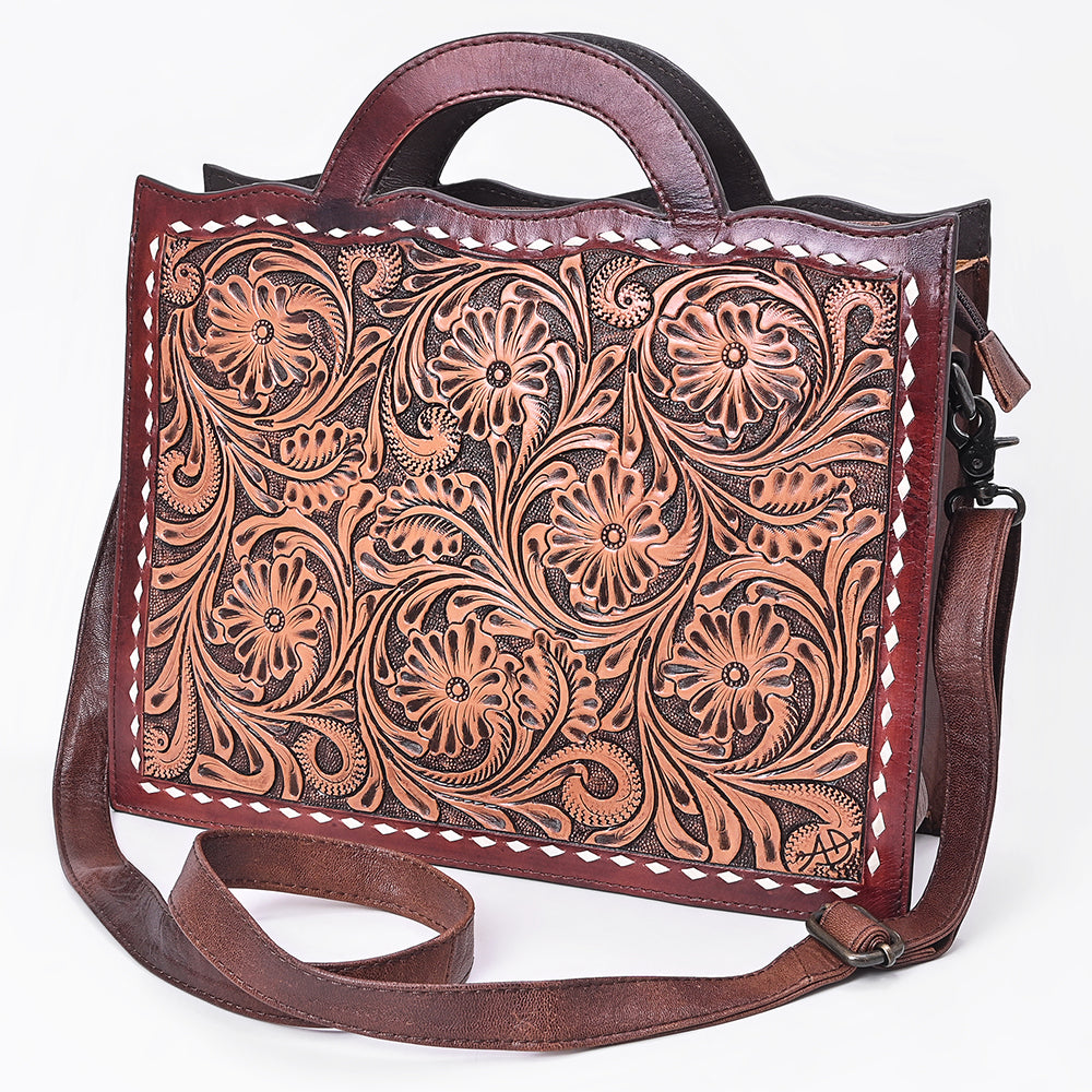 ADBG1801 Briefcase Hand Tooled Genuine Leather women bag western Bag