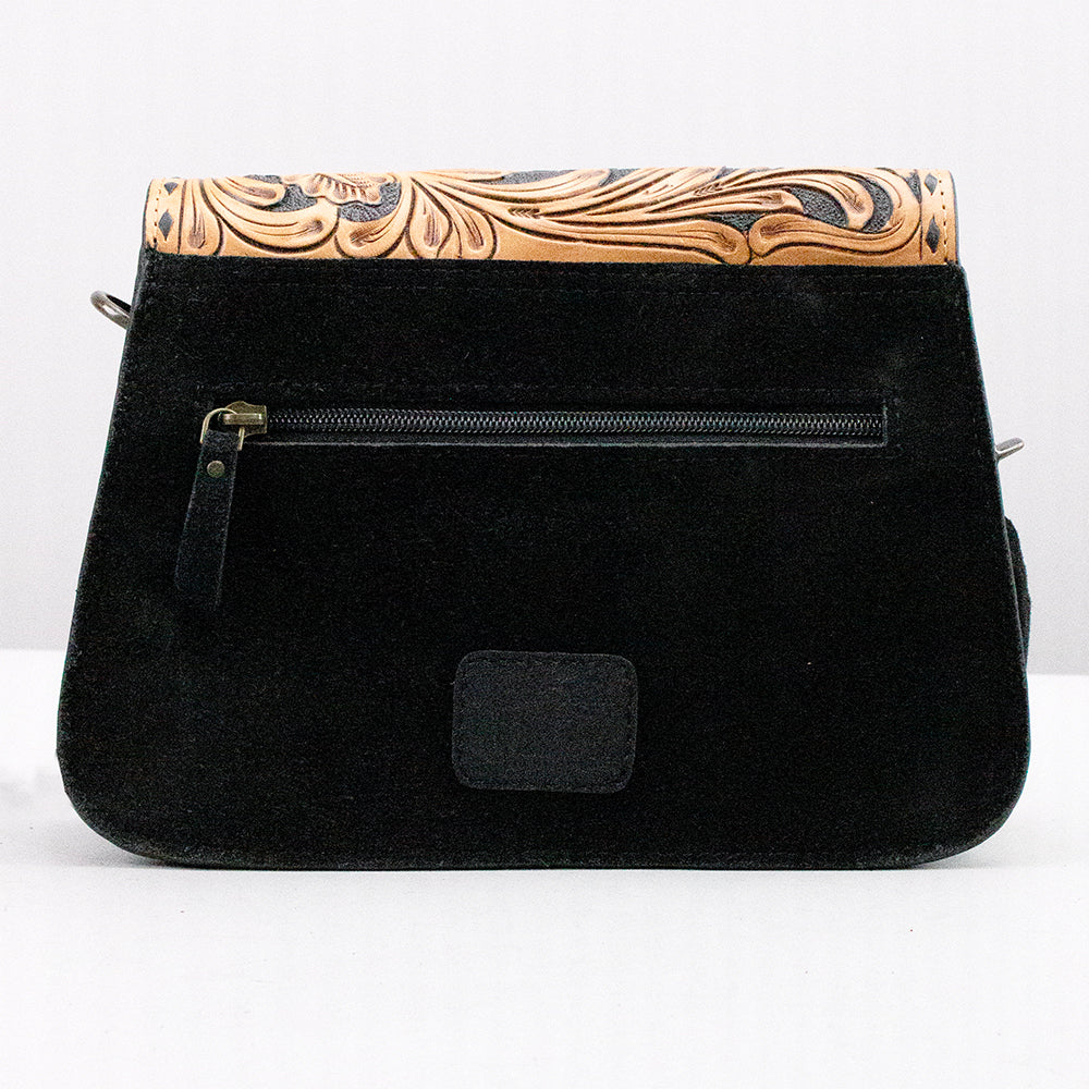 ADBG1805 American Darling Hand Tooled Floral & Genuine Suede Western Cross body Bag
