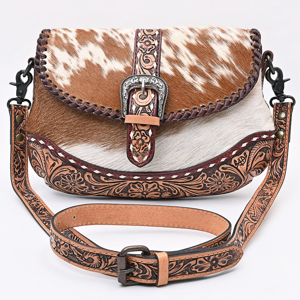 ADBG1806 Small Crossbody Hair-On Hand Tooled Genuine Leather women bag western Bag