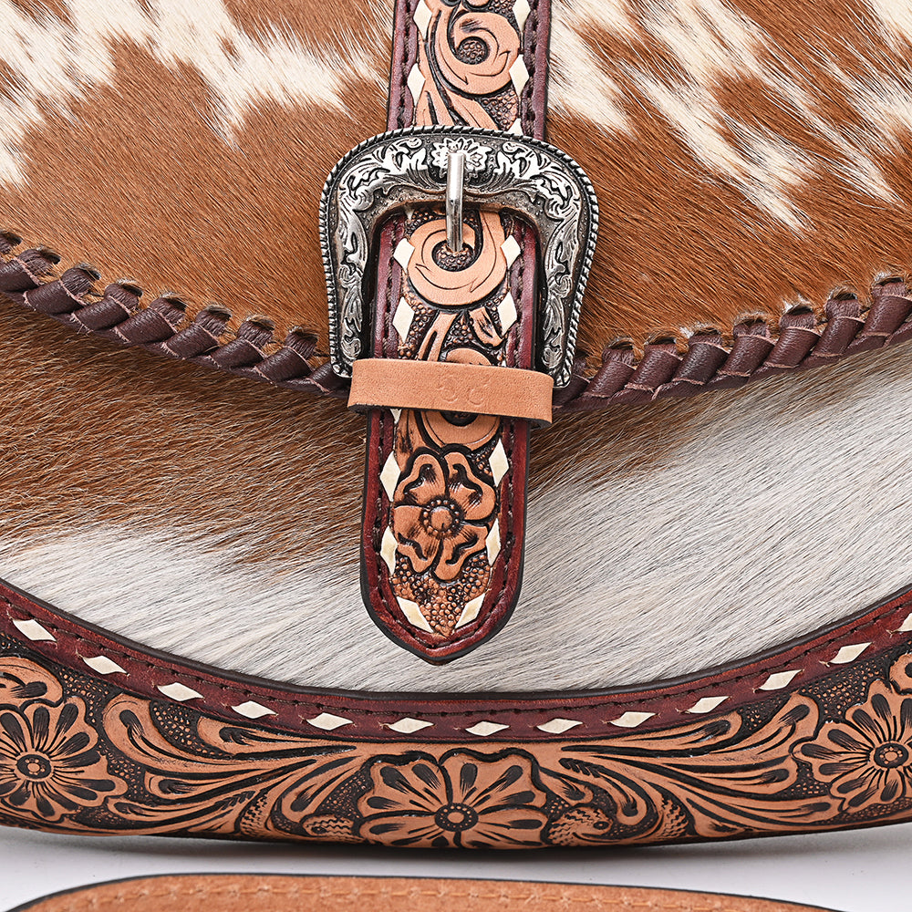 ADBG1806 Small Crossbody Hair-On Hand Tooled Genuine Leather women bag western Bag