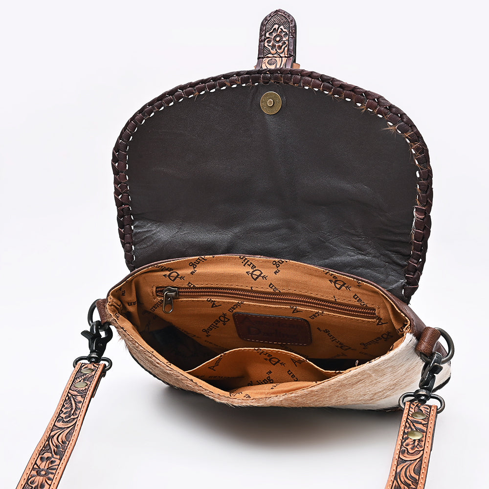 ADBG1806 Small Crossbody Hair-On Hand Tooled Genuine Leather women bag western Bag