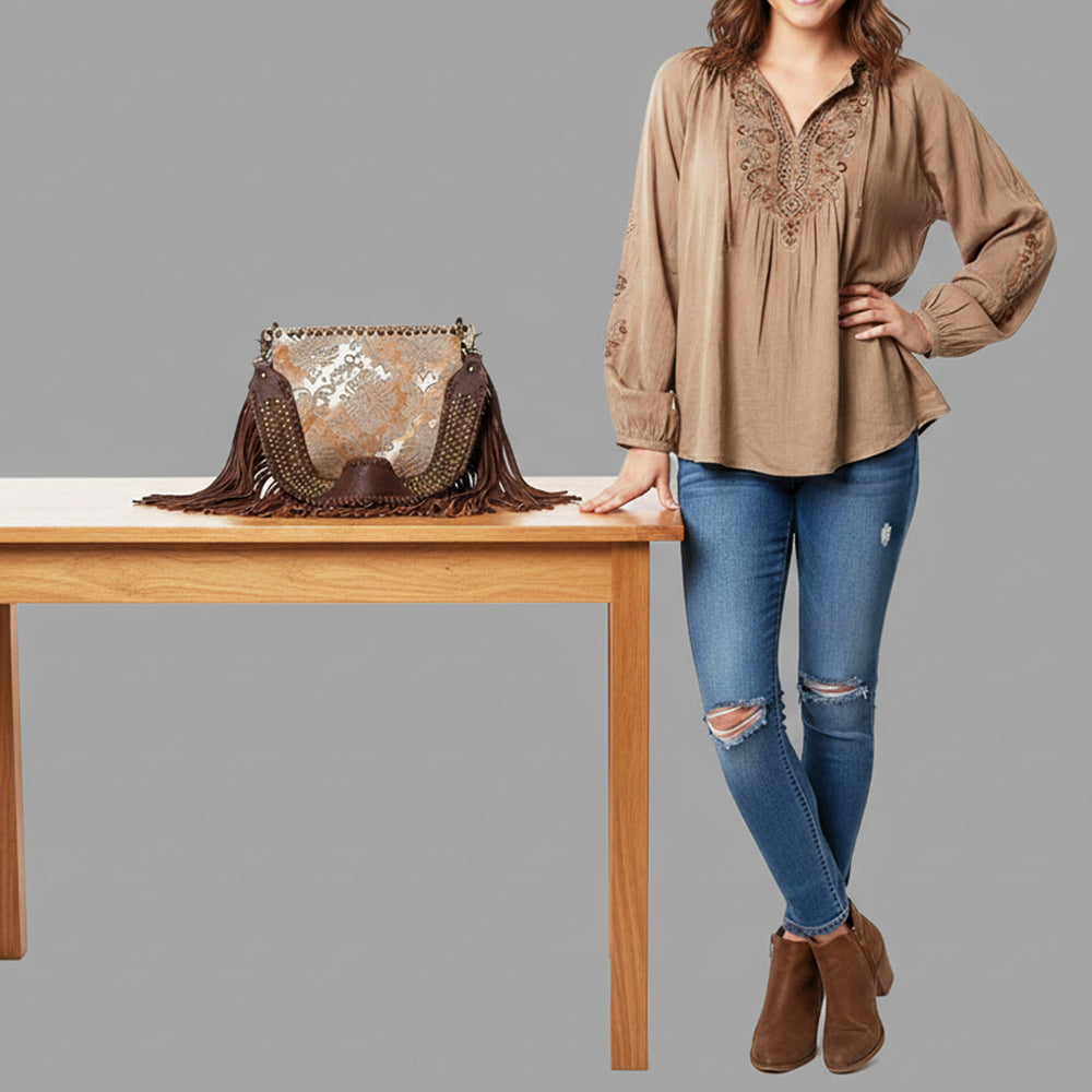 ADBGM774 Wallet Hair-On Genuine Western Leather Women Bag