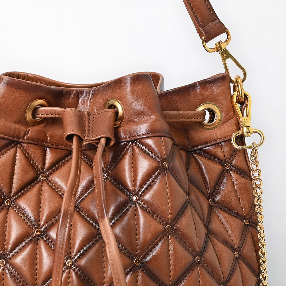 ADBGM784 Bucket Chain Strap Genuine Western Leather Women Bag