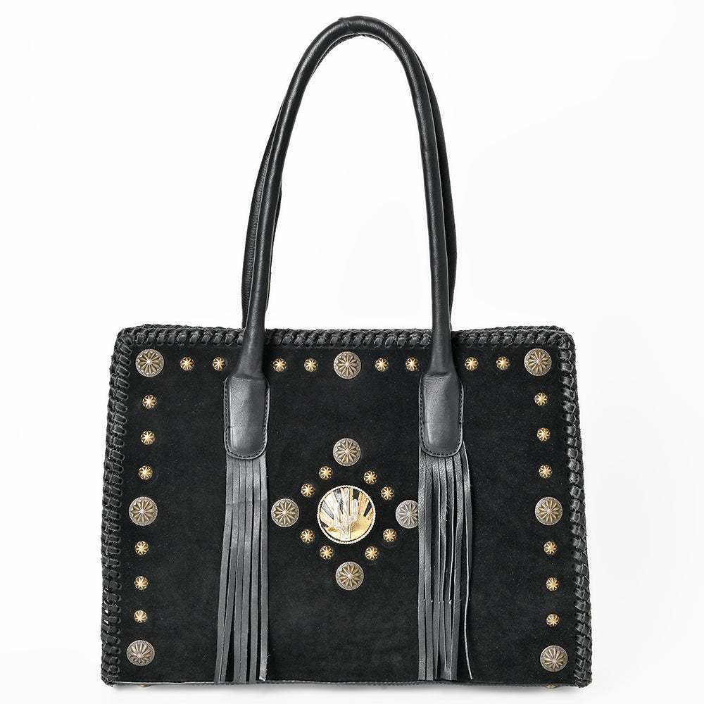ADBGA878 American Darling Braided Suede Leather Tote Bag with Western Fringes