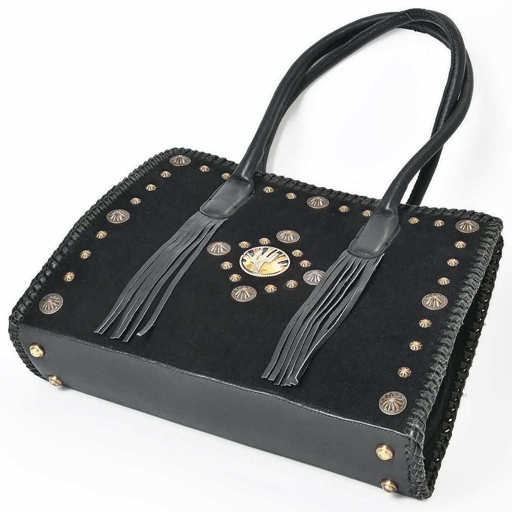 ADBGA878 American Darling Braided Suede Leather Tote Bag with Western Fringes