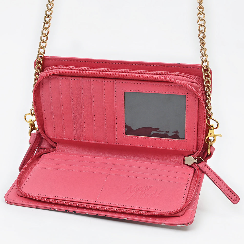 NMBGM219 Never Mind Graffiti Leather Wallet on Chain Crossbody Bag