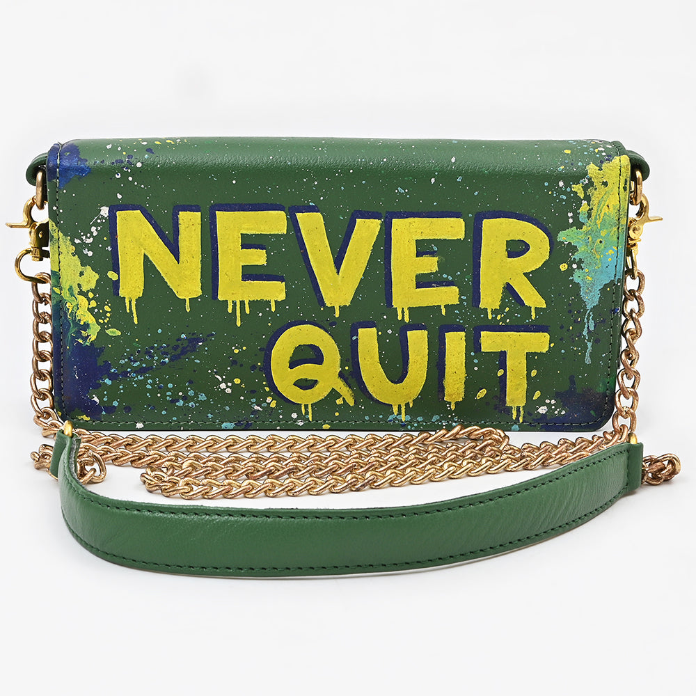 NMBGM219 Never Mind Graffiti Leather Wallet on Chain Crossbody Bag