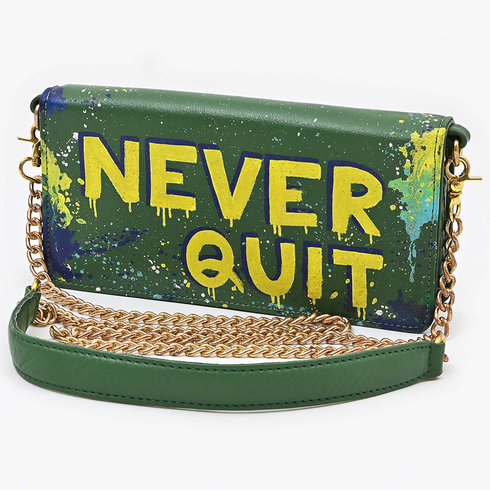 NMBGM219 Never Mind Graffiti Leather Wallet on Chain Crossbody Bag