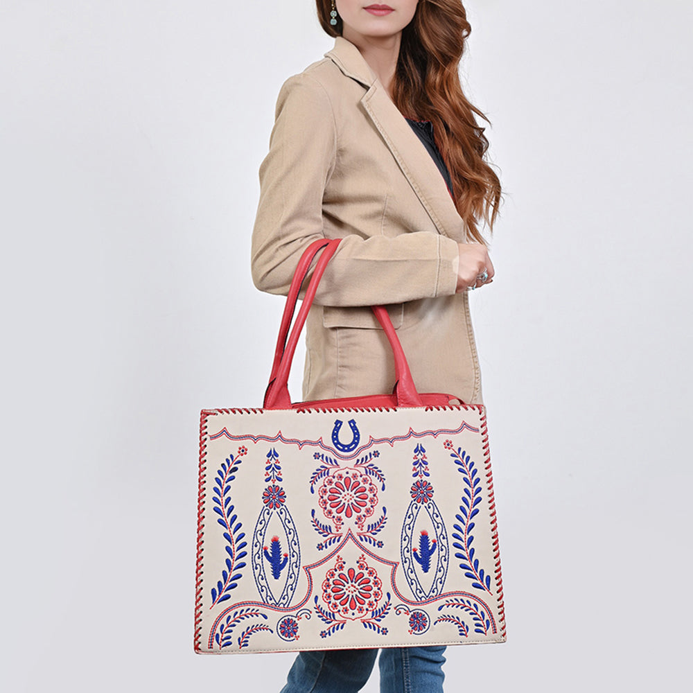 ADBGA882 Tote Embroidery Genuine Leather women bag western Bag