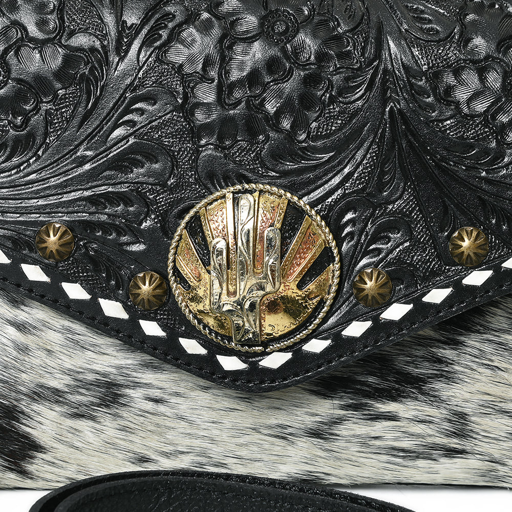 ADBGA886 Small Crossbody Hair-On Hand Tooled Genuine Leather women bag western Bag