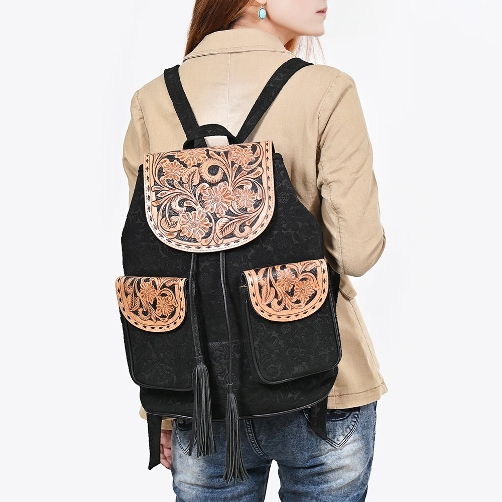 ADBG1809 Backpack Embossed Suede Genuine Leather women bag western Bag