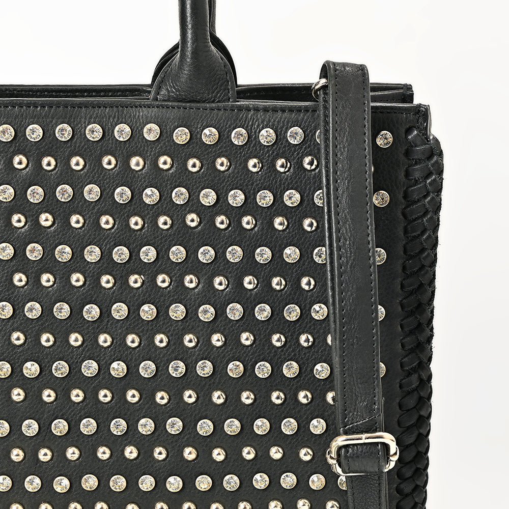 ADBGM792 American Darling Studded Leather Tote Bag with Hand-Braided Details