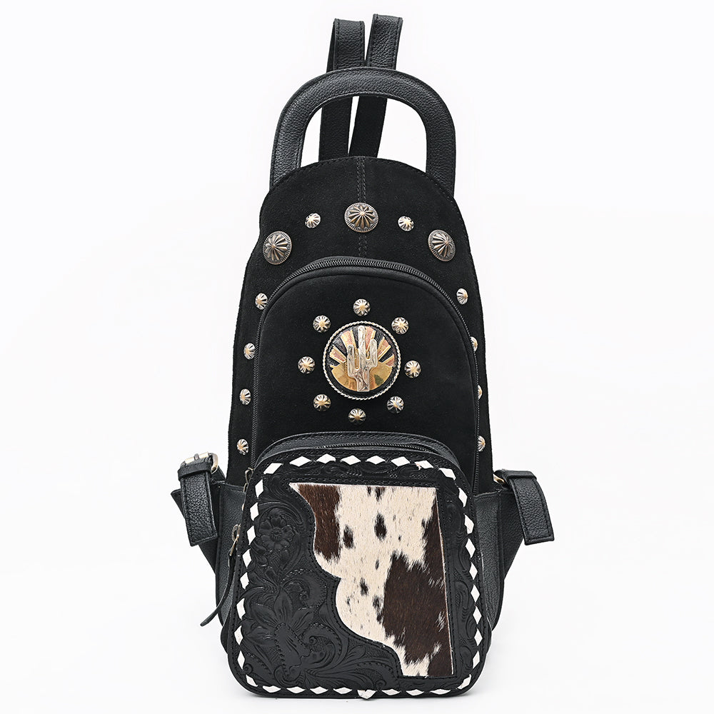 ADBGA908 Sling Hair on Hand Tooled Genuine Leather Women Bag