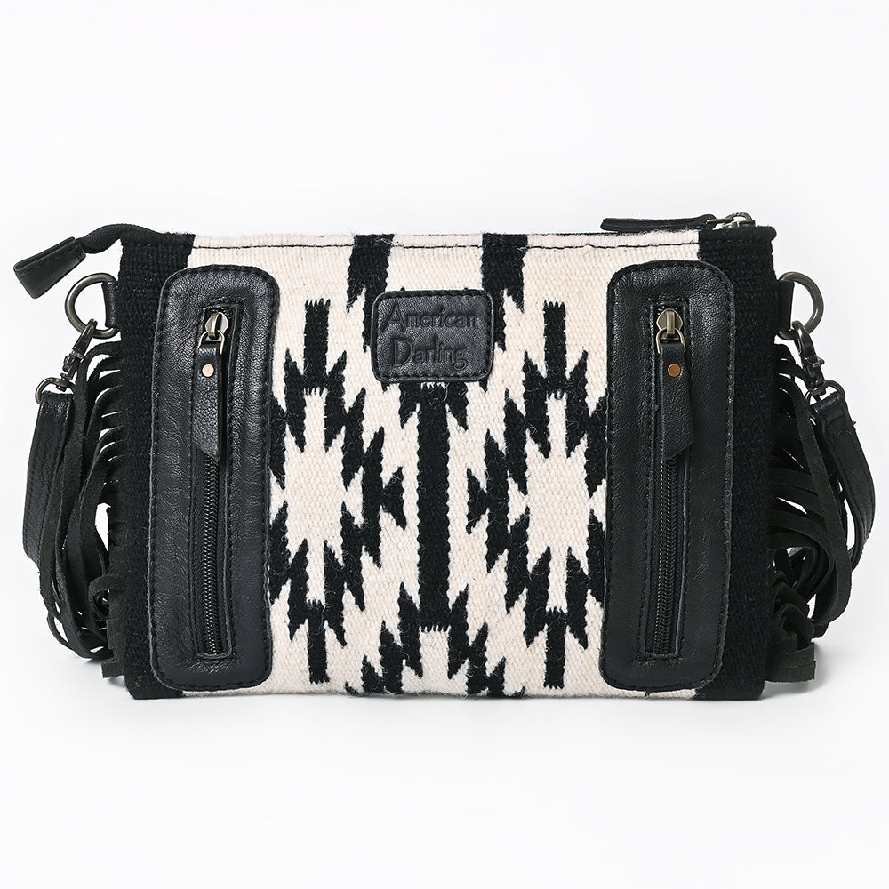 ADBG1828 American Darling Hand Woven Saddle Blanket Cross body Bag with Western Fringes
