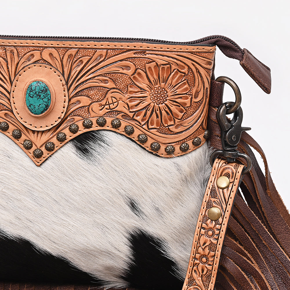 ADBG1829 Crossbody Hair-On Hand Tooled Genuine Leather women bag western Bag