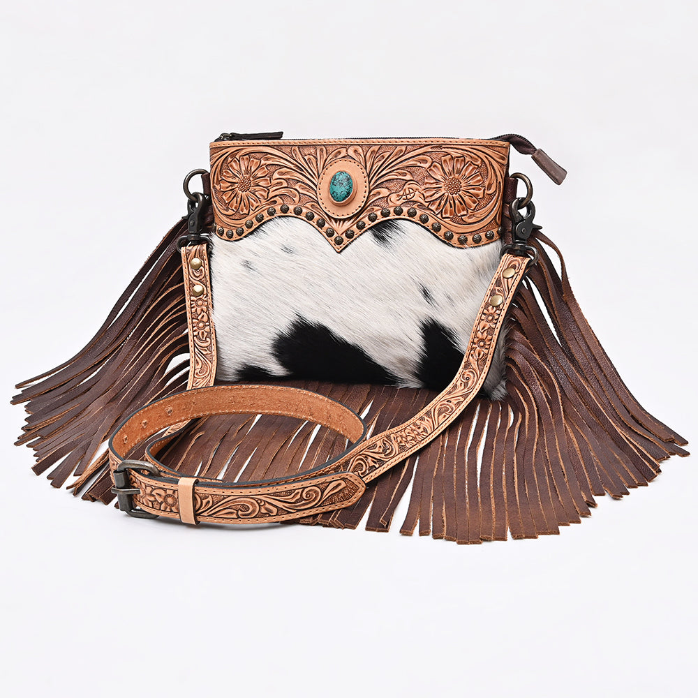 ADBG1829 Crossbody Hair-On Hand Tooled Genuine Leather women bag western Bag