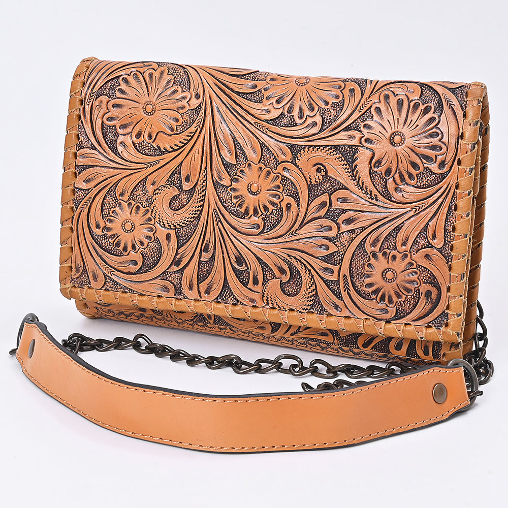 ADBG1831 American Darling Hand Tooled Floral Carved Braided Leather Western Crossbody Bag