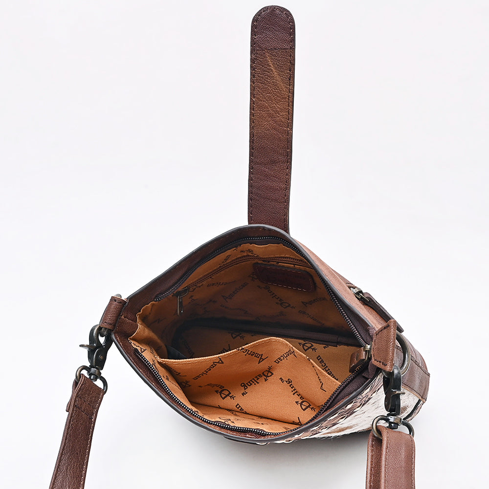 ADBG1833 Crossbody Hair-On Hand Tooled Genuine Leather women bag western Bag