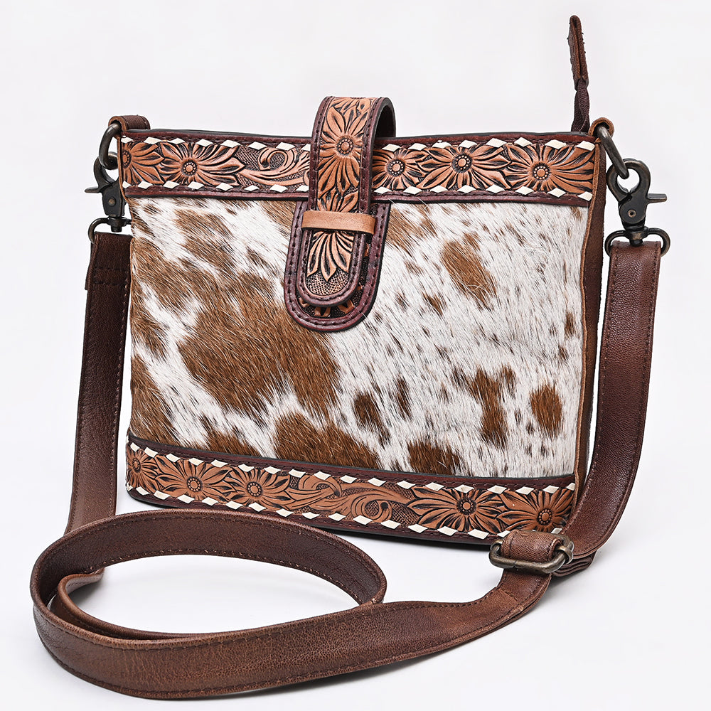 ADBG1833 Crossbody Hair-On Hand Tooled Genuine Leather women bag western Bag