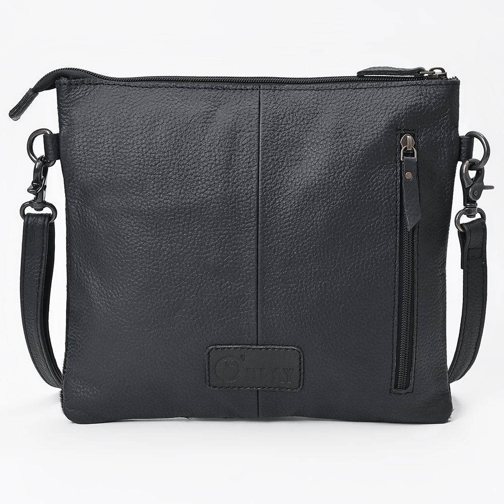 OHG201 Ohlay Hand-Tooled Leather Crossbody Bag with Floral Accents