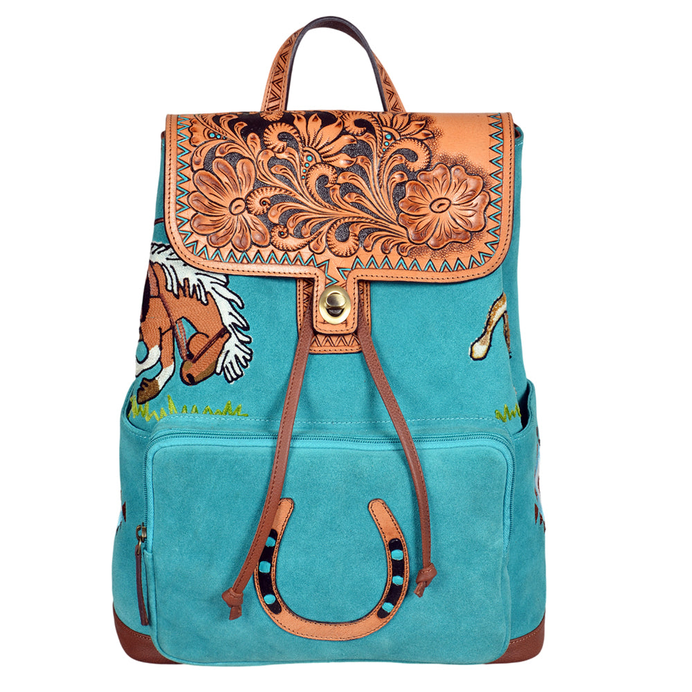ADBGA941 American Darling Harness Suede Genuine Leather Hand Tooled Backpack