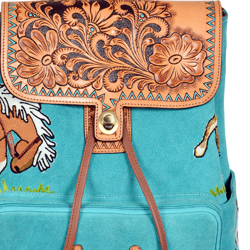 ADBGA941 American Darling Harness Suede Genuine Leather Hand Tooled Backpack